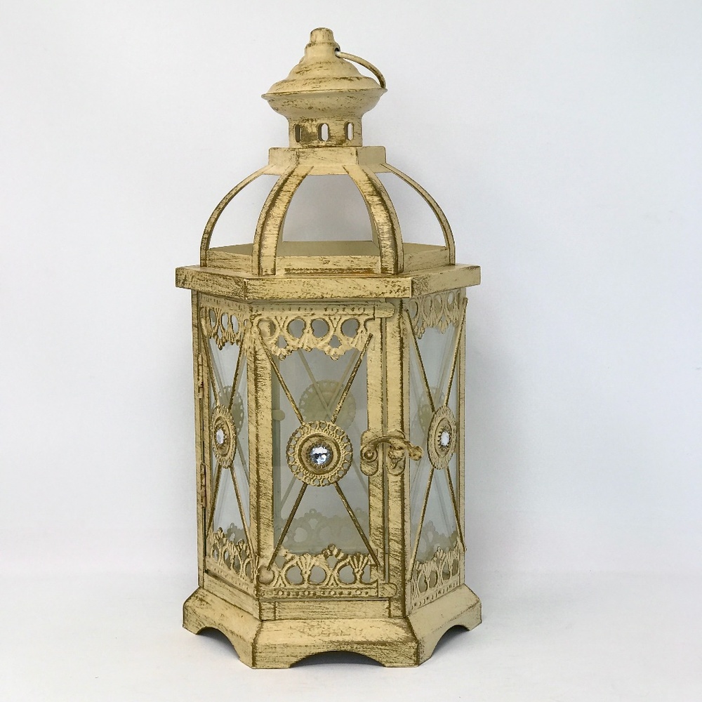 Moroccan Boho Lantern Candle Holder Metal Glass